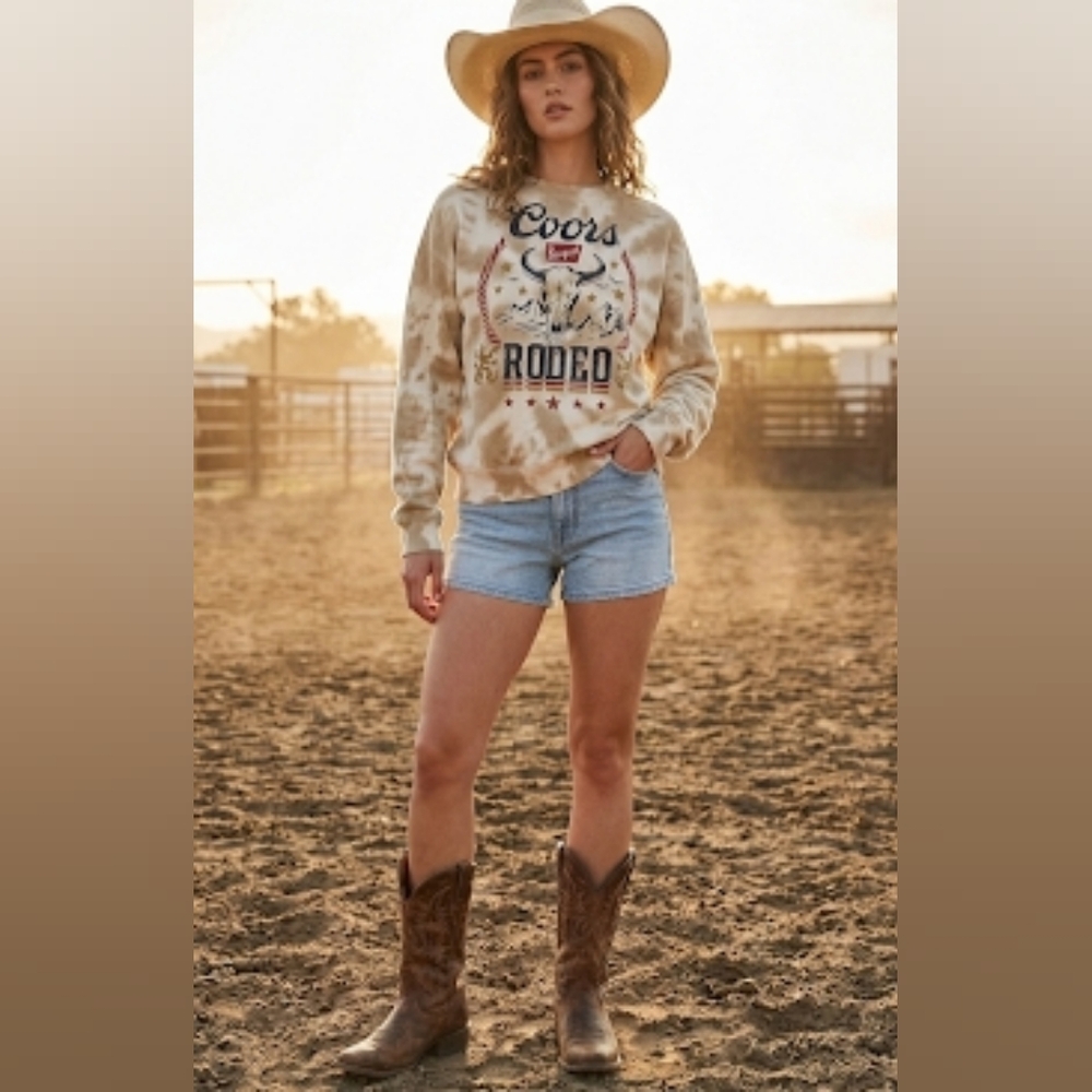 Coors Banquet Rodeo Oversized Crew Neck Sweater